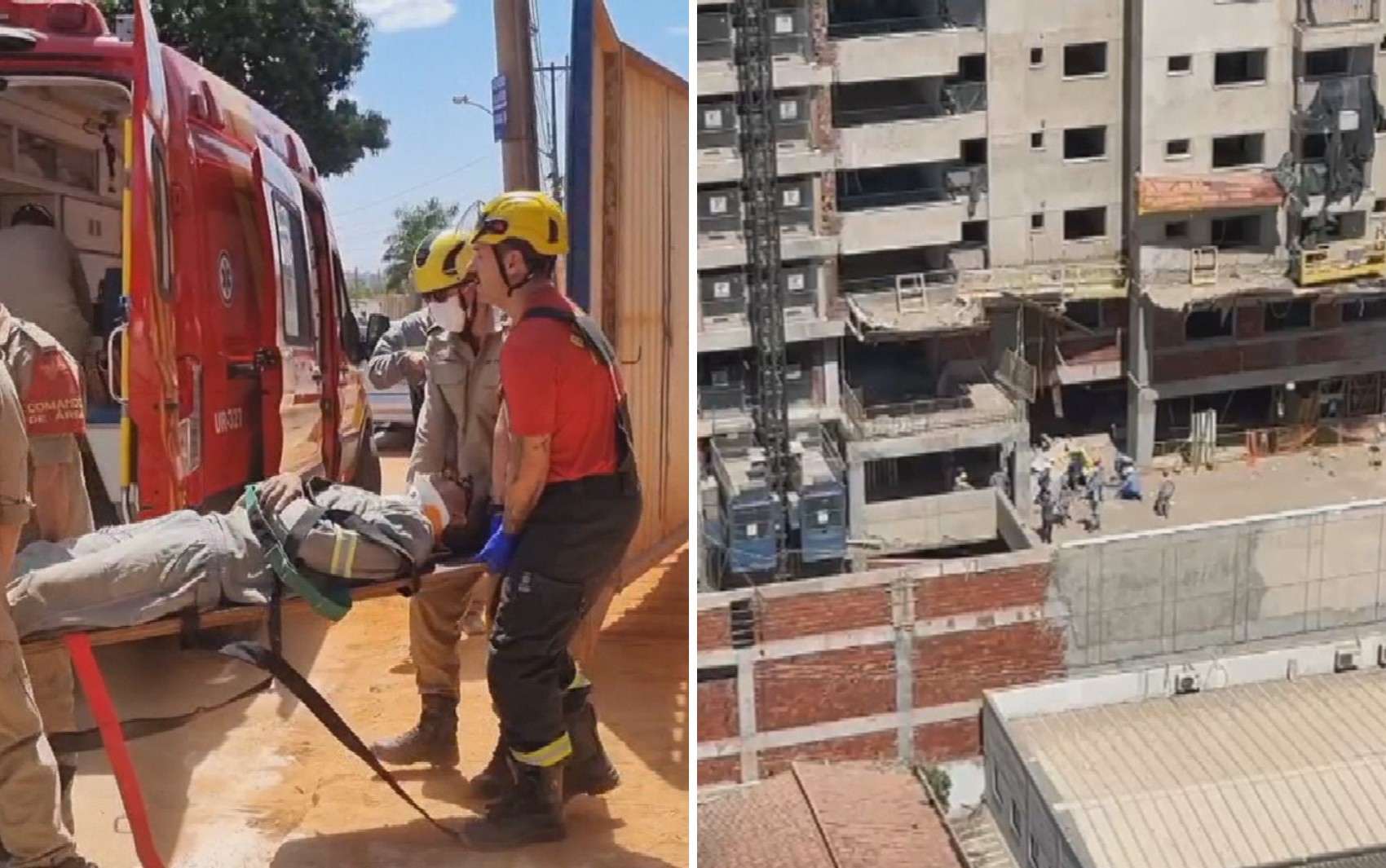 Trabalhadores caem de andaime durante obra em Goiânia