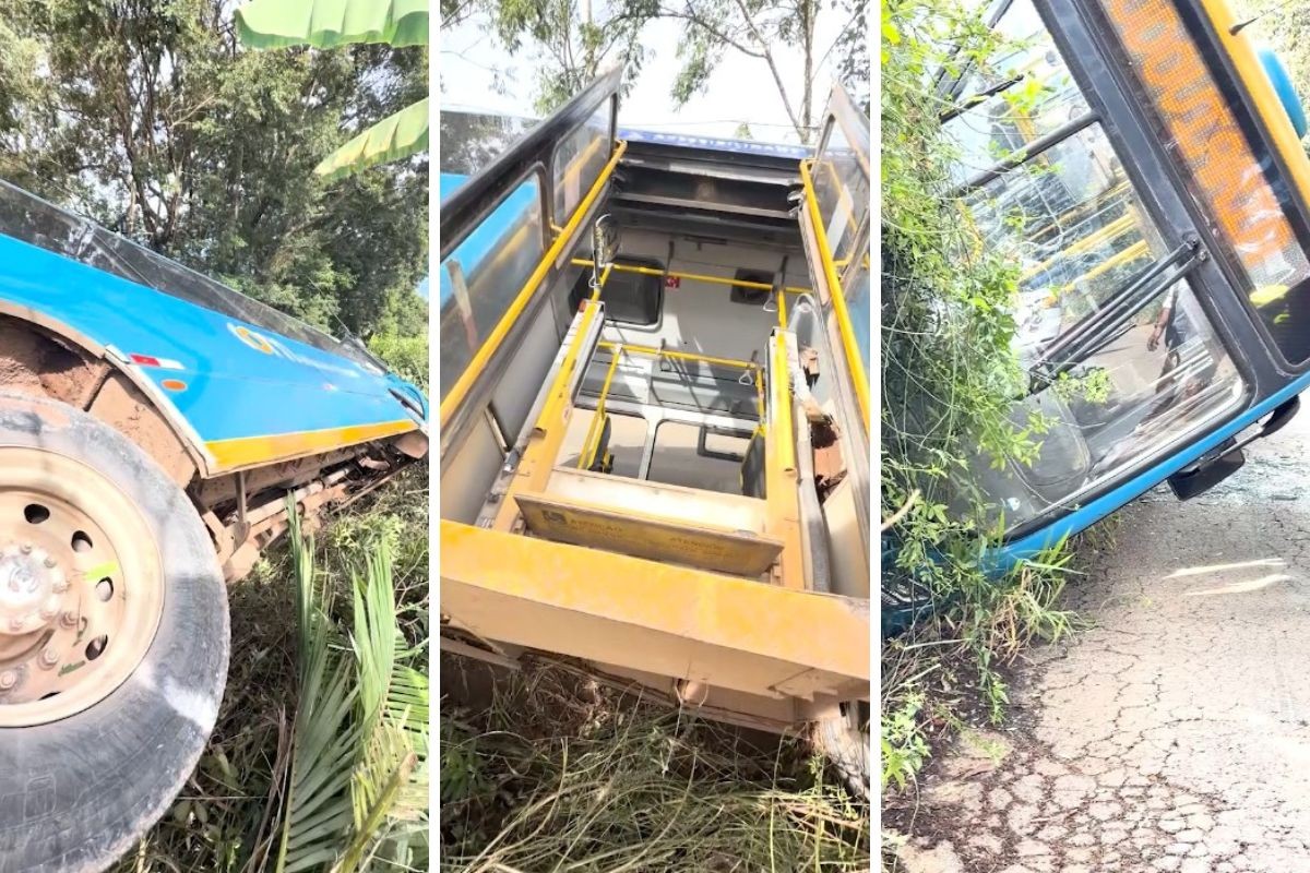 Ônibus do transporte público com 13 passageiros sofre acidente em Bragança Paulista