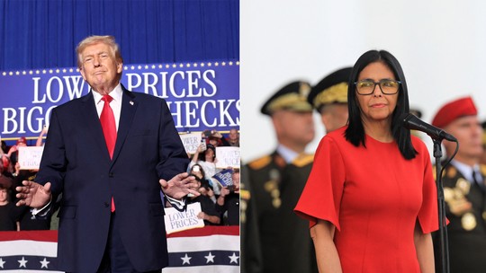 EUA ameaçam presidente da Venezuela com ações criminais para que ela obedeça Trump - Foto: (REUTERS/Kevin Lamarque / Wendys Olivo/Palácio Miraflores/Divulgação via REUTERS)