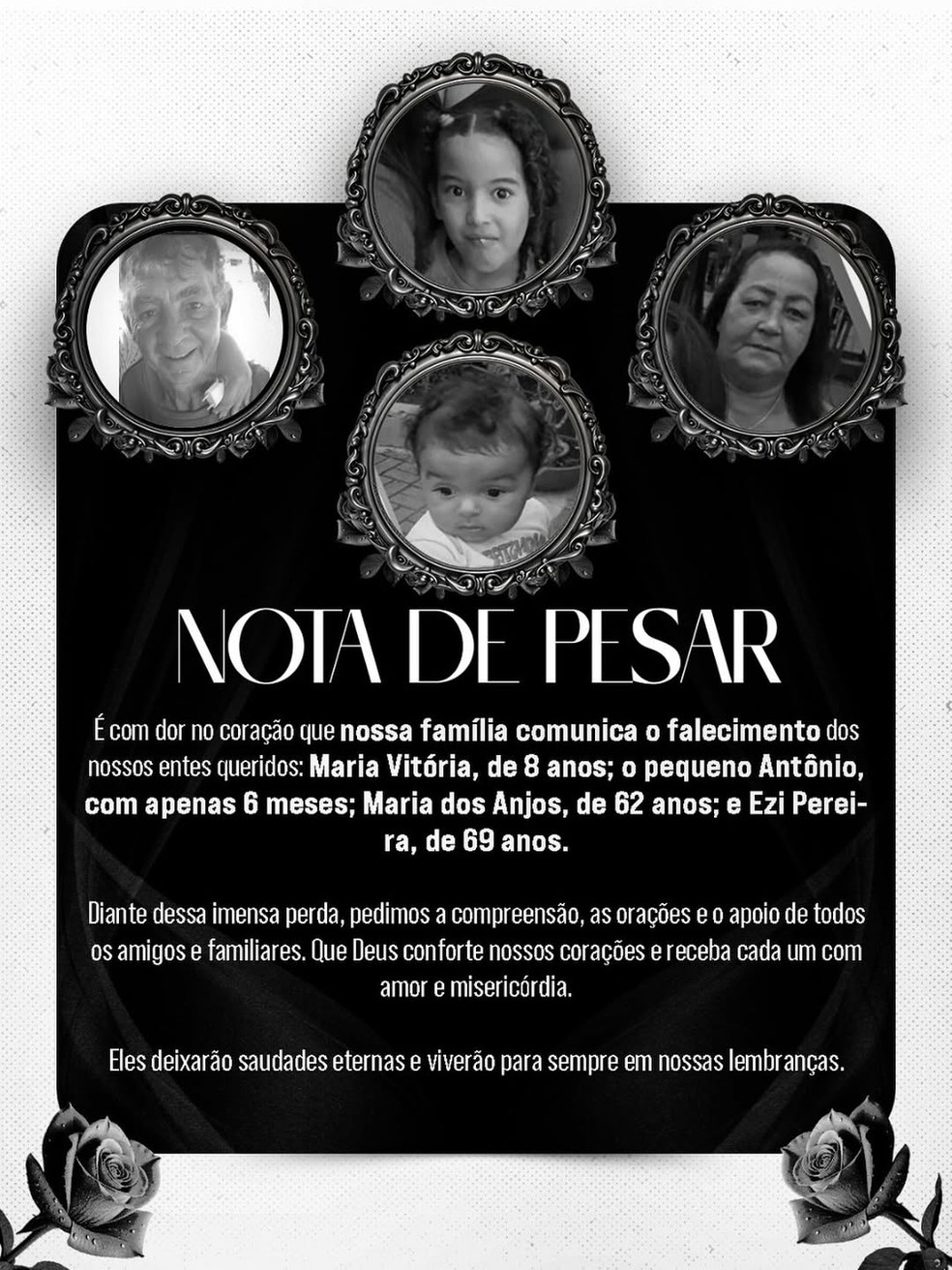 Nota de Pesar - Acidente entre Jaru e Ouro Preto - Prefeitura de Candeias — Foto: Redes Sociais/Reprodução