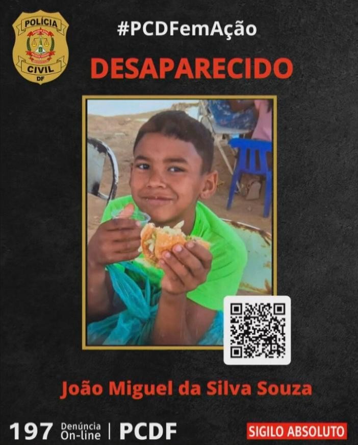 Corpo de menino desaparecido há 15 dias no DF é encontrado 