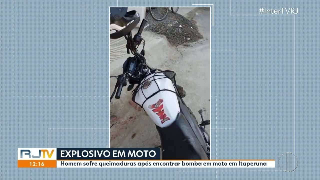 Artefato colocado em guidão de moto explode e deixa homem ferido em Itaperuna