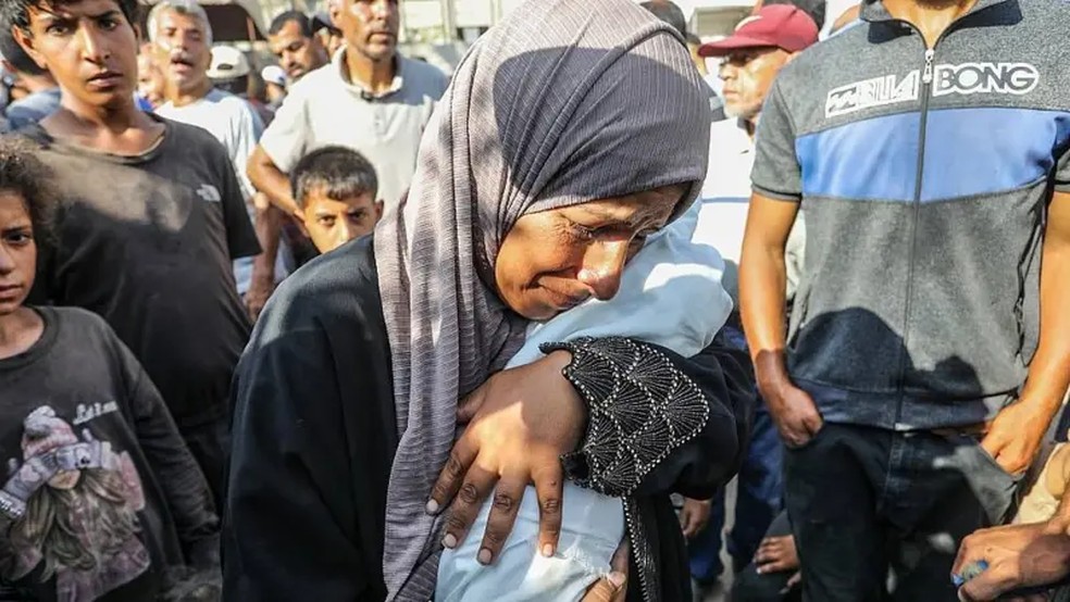 Yahya al-Najjar, de 4 meses, foi uma dos bebês que morreu de desnutrição aguda em Gaza, no dia 20 de julho de 2025 — Foto: Getty Images via BBC