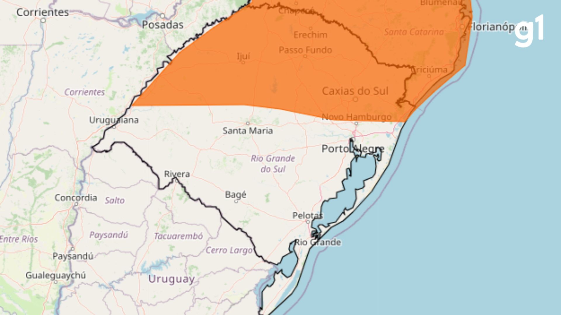 Previsão do tempo indica risco para tempestade com granizo e rajadas de vento de até 100 km/h no RS