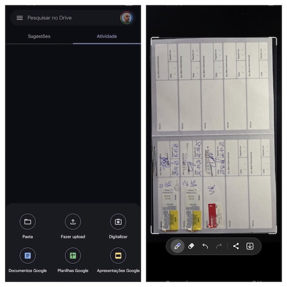 Google Drive: ferramenta permite digitalizar documentos direto do celular Android — Foto: Reprodução