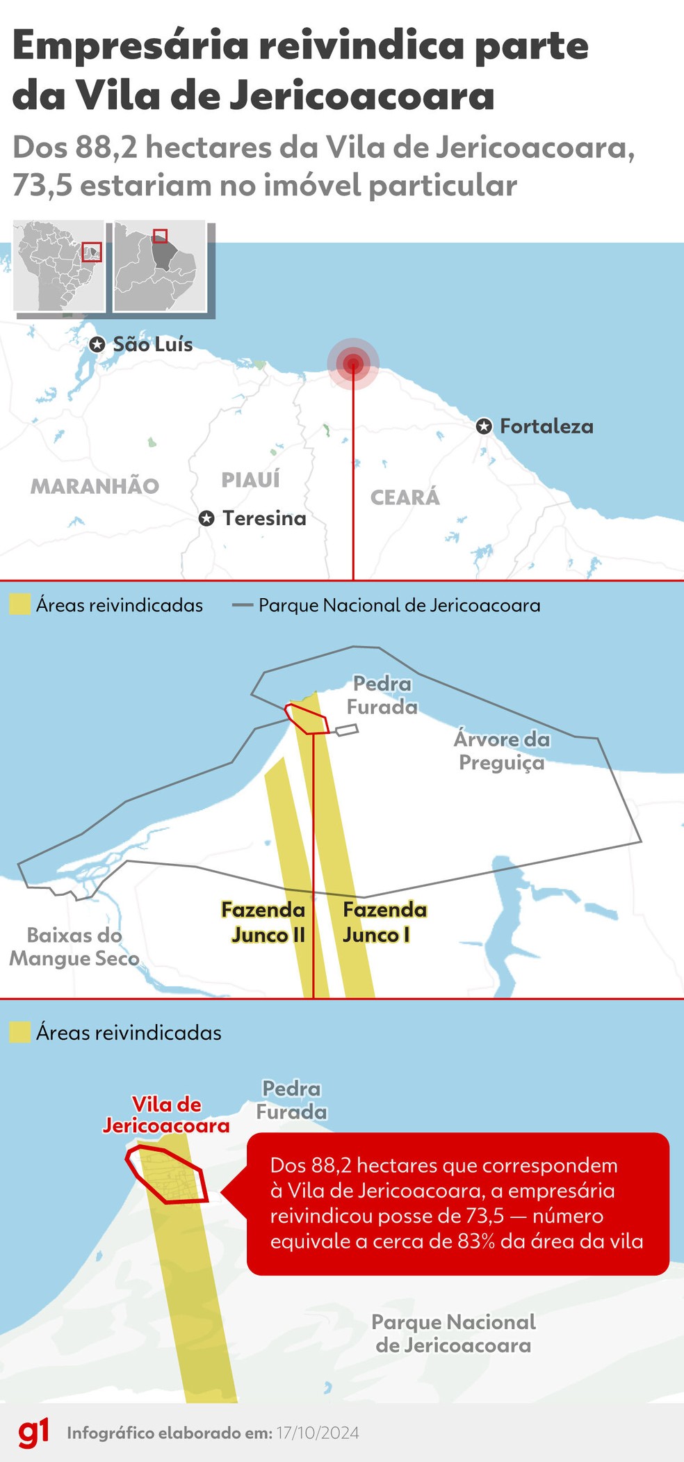 Empresária reivindica 80% da área de paraíso turístico no Ceará — Foto: Arte/g1