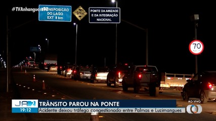 Acidente na ponte entre Palmas e Luzimangues deixa trânsito parado nesta sexta-feira (10)