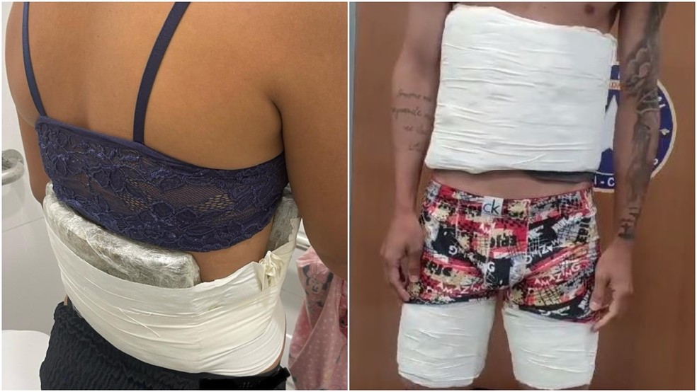 Passageiros foram abordados no momento que fizeram uma conexão no Aeroporto Internacional de Fortaleza. — Foto: Receita Federal/ Divulgação