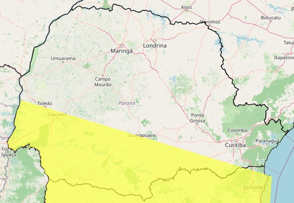Aviso sobre o perigo potencial de tempestades entre a tarde e a noite desta sexta (10) — Foto: Reprodução/Inmet