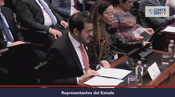 Advogado-geral da União, Jorge Messias, durante julgamento do Brasil na Corte Interamericana de Direitos Humanos (CIDH). — Foto: Reprodução