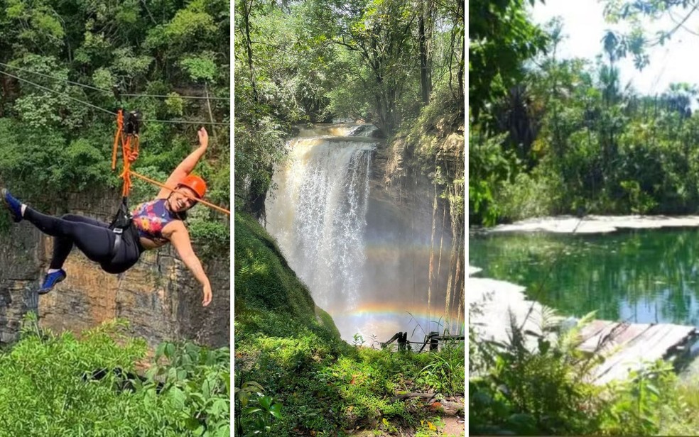 Região atrai turistas em Goiás — Foto: Arquivo pessoal/Letícia de Castro - Divulgação/Governo de Goiás - Reprodução/Observatório do Turismo