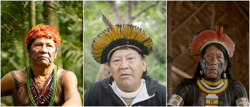 Cena do filme “Escute: A Terra foi Rasgada“, que retrata uma aliança histórica entre três povos indígenas em defesa de seus territórios. — Foto: Divulgação