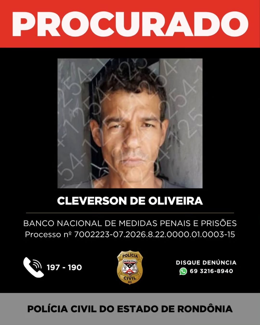 Cleverson de Oliveira — Foto: Reprodução/ Polícia Civil de Rondônia