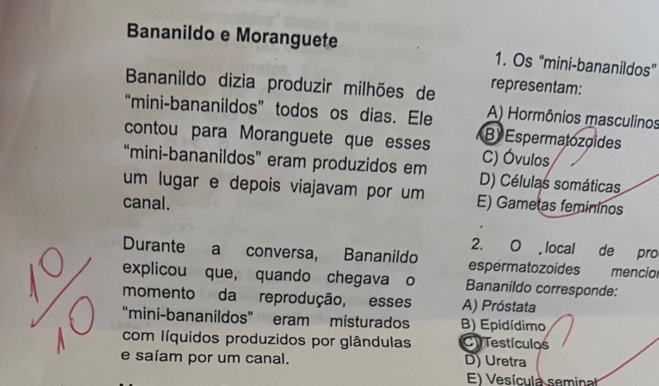 ‘Bananildo produzia milhões de minibananildos’: questão de ciências com ‘frutas do TikTok’ viraliza, mas pode confundir alunos