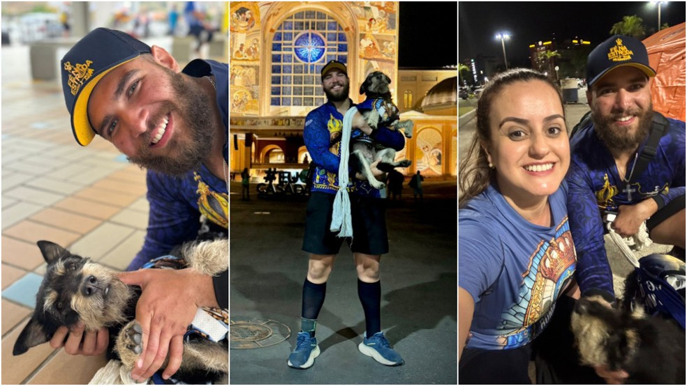 Cachorro caminha 150 km em romaria para Aparecida e é adotado por fiel após encontros e desencontros: 'É um anjo'