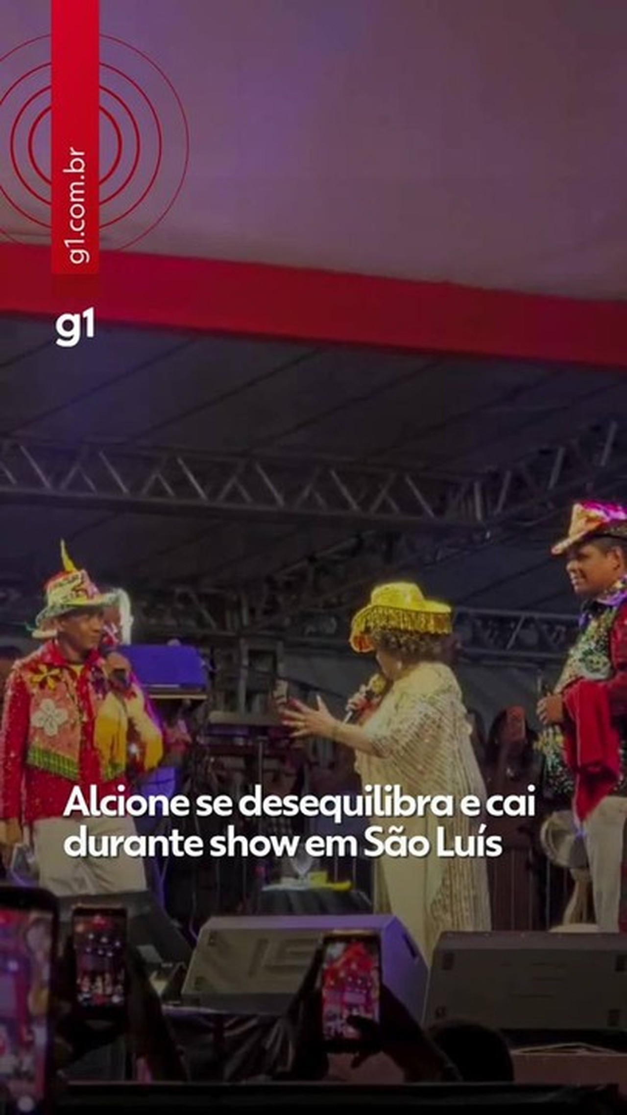 Alcione leva tombo no palco, mas garante estar ótima após incidente em São Luís