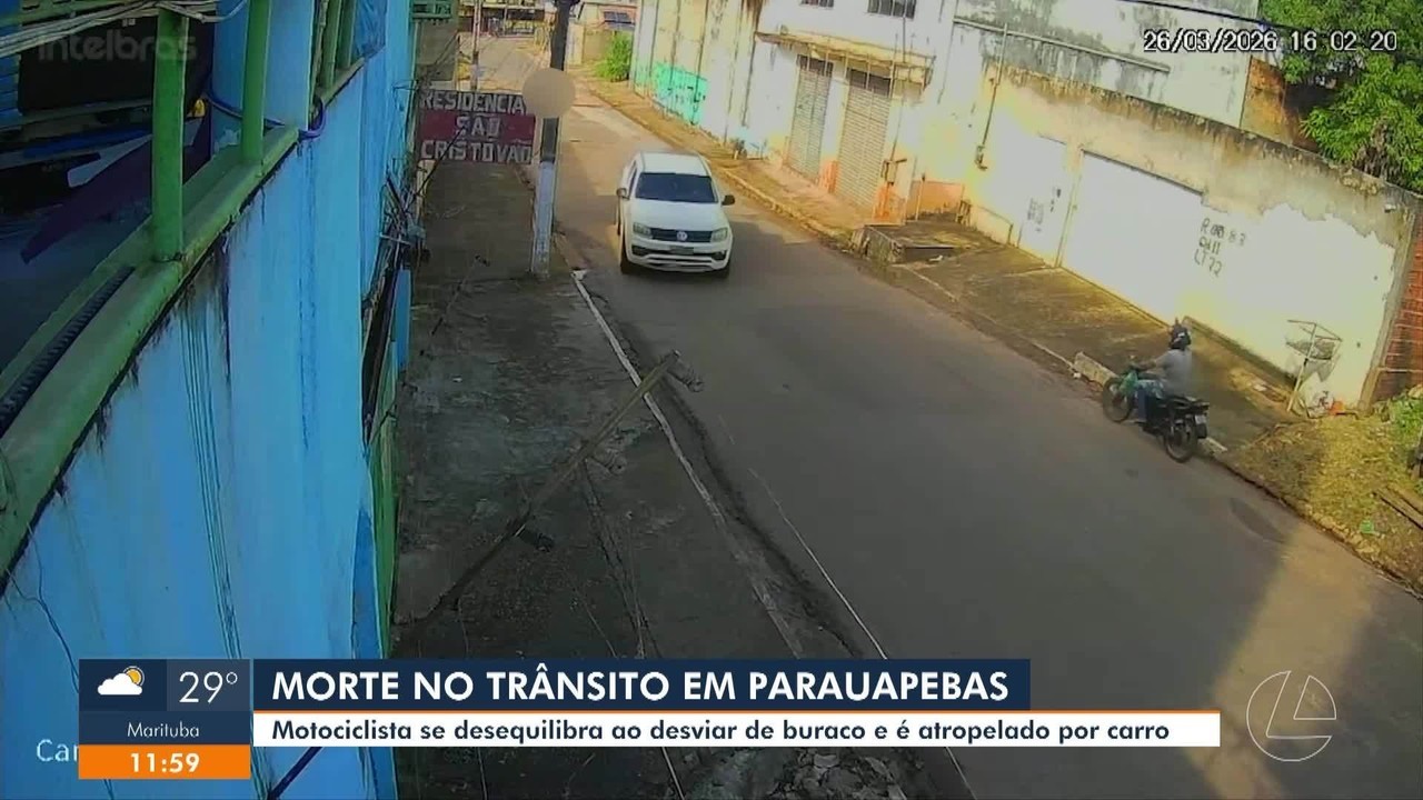 Motociclista morre atropelado por caminhonete ao se desequilibrar em buraco em Parauapebas