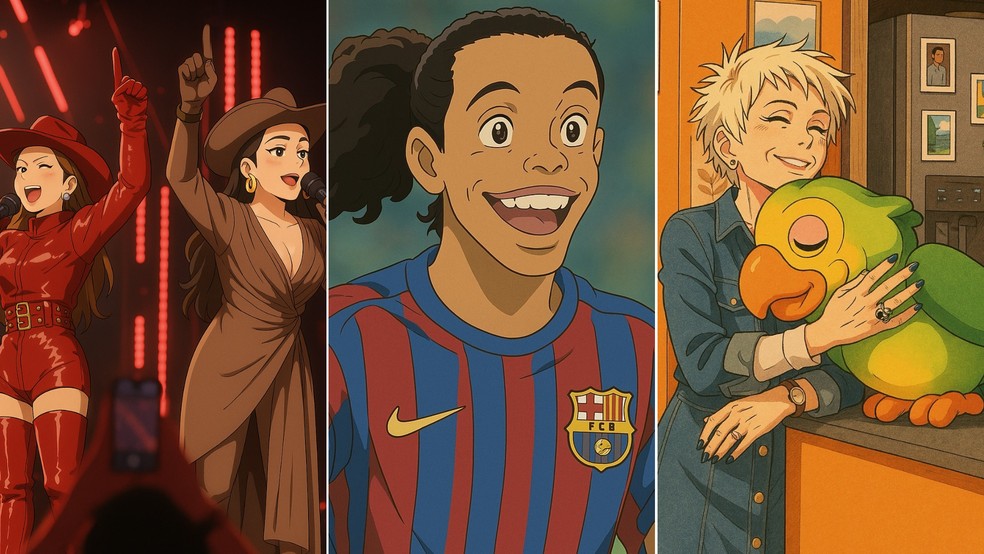 Maiara e Maraisa, Ronaldinho Gaúcho e Ana Maria Braga: famosos entram na trend do 'Studio Ghibli' — Foto: Reprodução