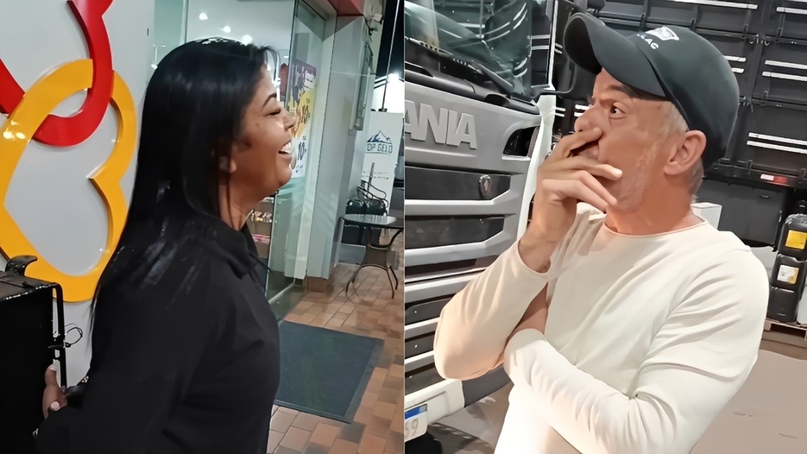 VÍDEO: Caminhoneiro esquece esposa em posto de combustíveis em MG e viraliza