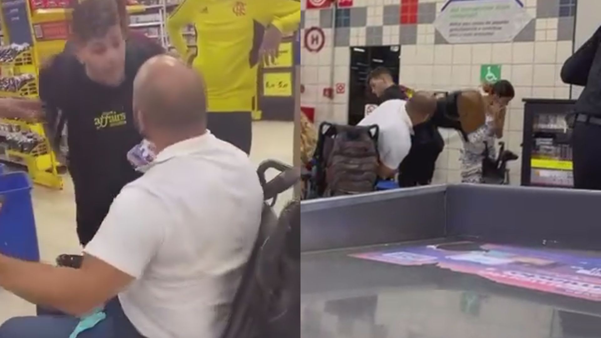 Briga entre clientes de supermercado gera confusão com troca de agressões e ofensas homofóbicas; VÍDEO
