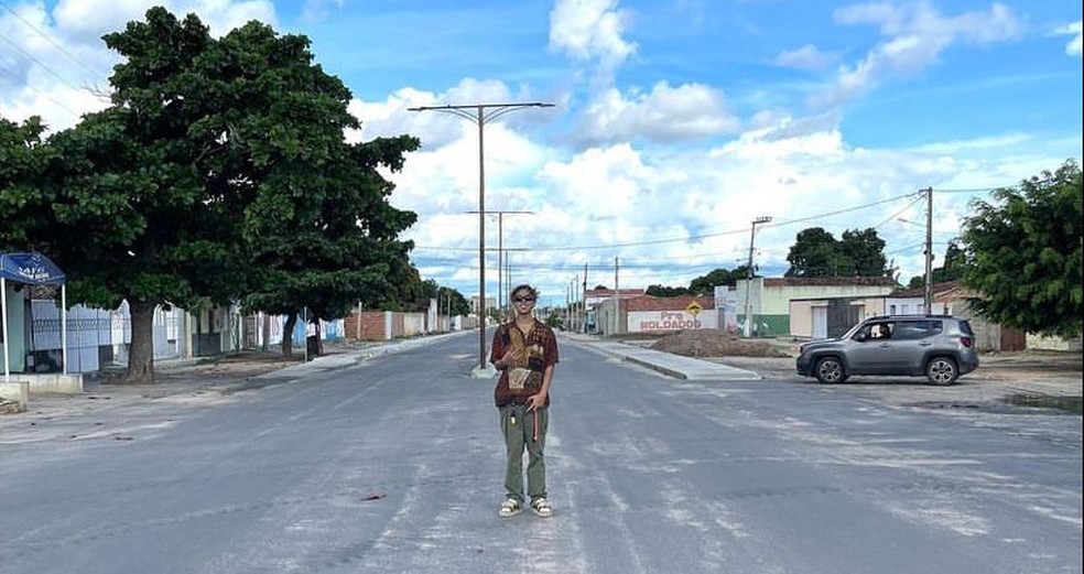 Trapper Teto em Jacobina, cidade baiana onde nasceu — Foto: Redes sociais