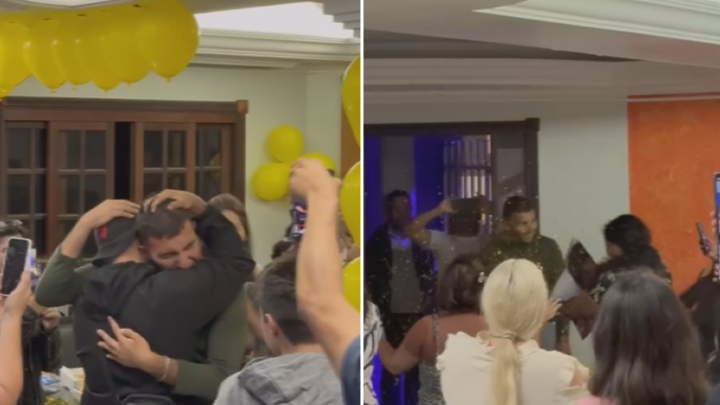 Jovem que passou cinco dias perdido no Pico Paraná é recebido com festa surpresa ao chegar em casa; VÍDEO