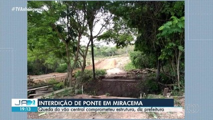 Ponte é interditada após parte da estrutura ceder em Miracema do Tocantins