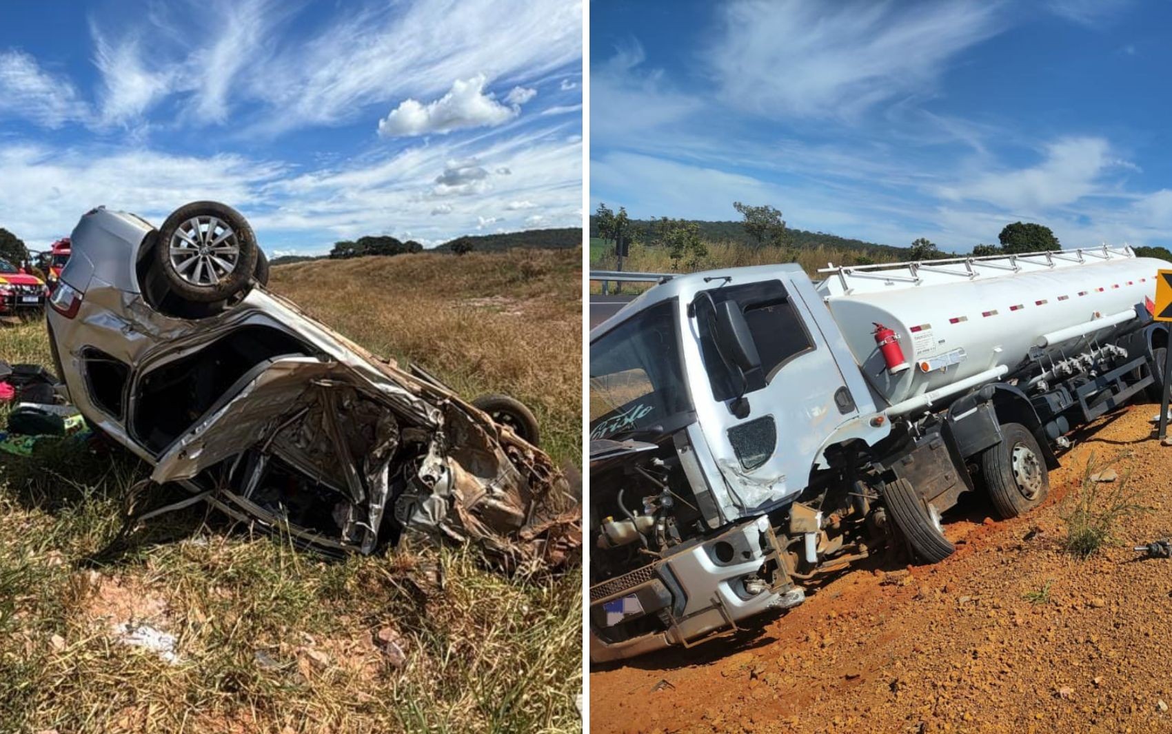 Motorista morre e esposa fica ferida em acidente entre carro e caminhão na GO-139