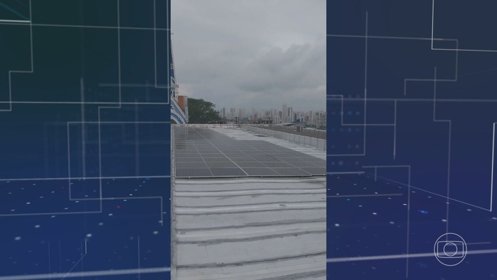 Reforma para instalação de placas de energia solar em santuário que desabou no Recife  — Foto: Reprodução/TV Globo