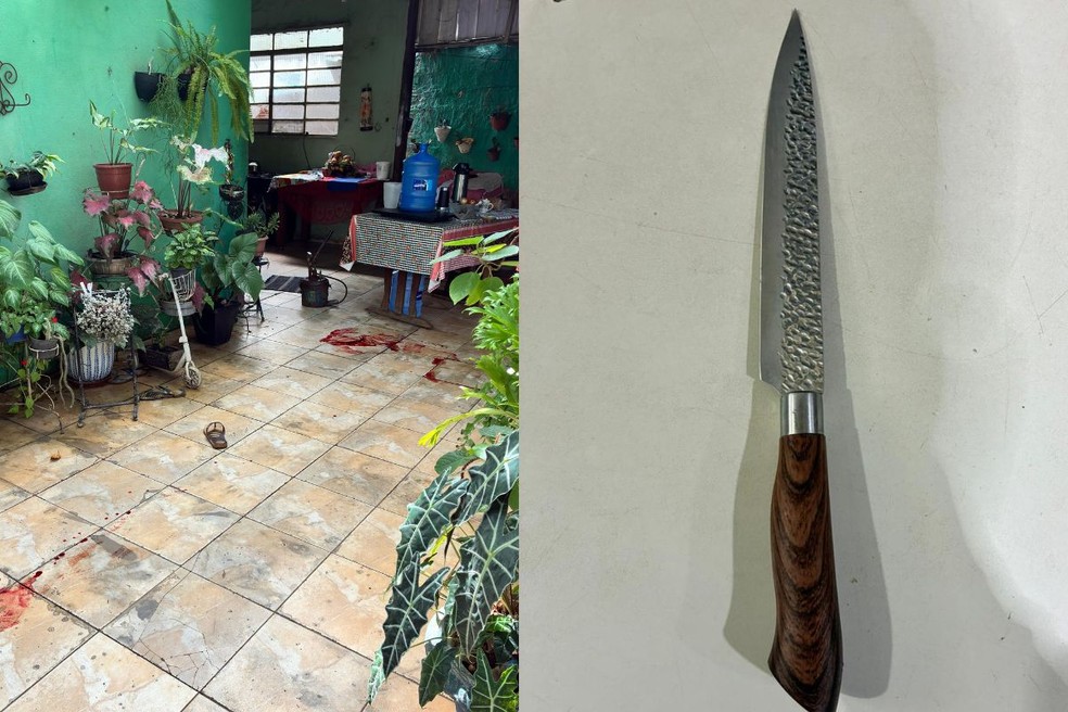 Antes de deixar o local do crime, suspeito teria lavado a faca utilizada no homicídio — Foto: Reprodução
