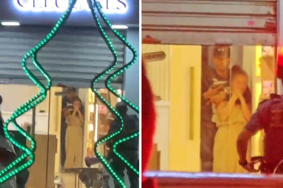 Funcion&aacute;ria &eacute; feita ref&eacute;m em loja de celulares em Cubat&atilde;o (SP) &mdash; Foto: Reprodu&ccedil;&atilde;o/Redes Sociais