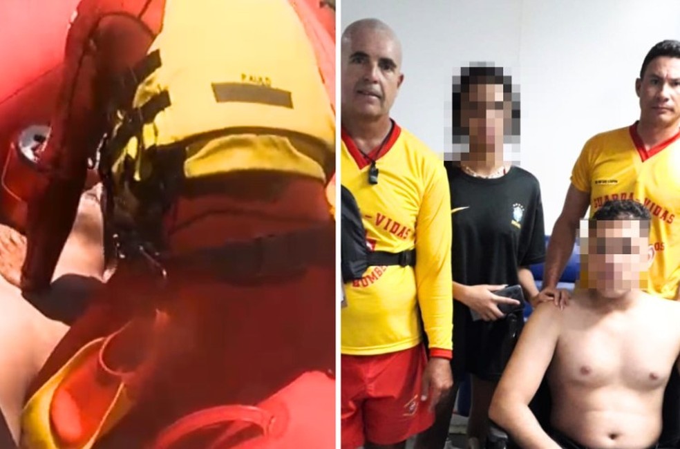 Bombeiros salvam homem que teve cardiorrespiratória após afogamento no mar — Foto: Divulgação/GBMar