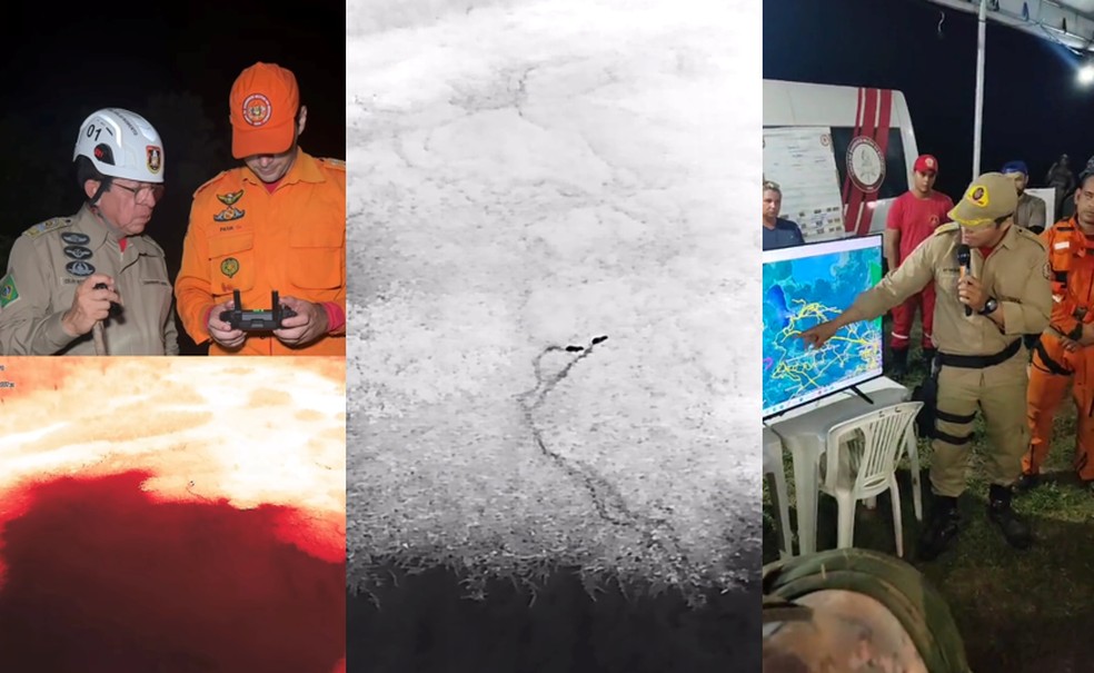 As buscas pelas crian&ccedil;as contam com o apoio de um helic&oacute;ptero, drones com sensor t&eacute;rmico e c&atilde;es farejadores. &mdash; Foto: Reprodu&ccedil;&atilde;o/CBMMA