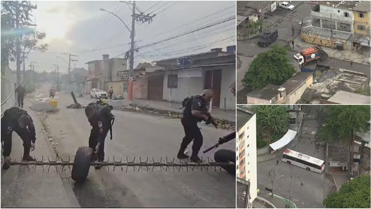 Criminosos fazem barricadas durante operação policial na Vila Aliança - Foto: (Reprodução/TV Globo)