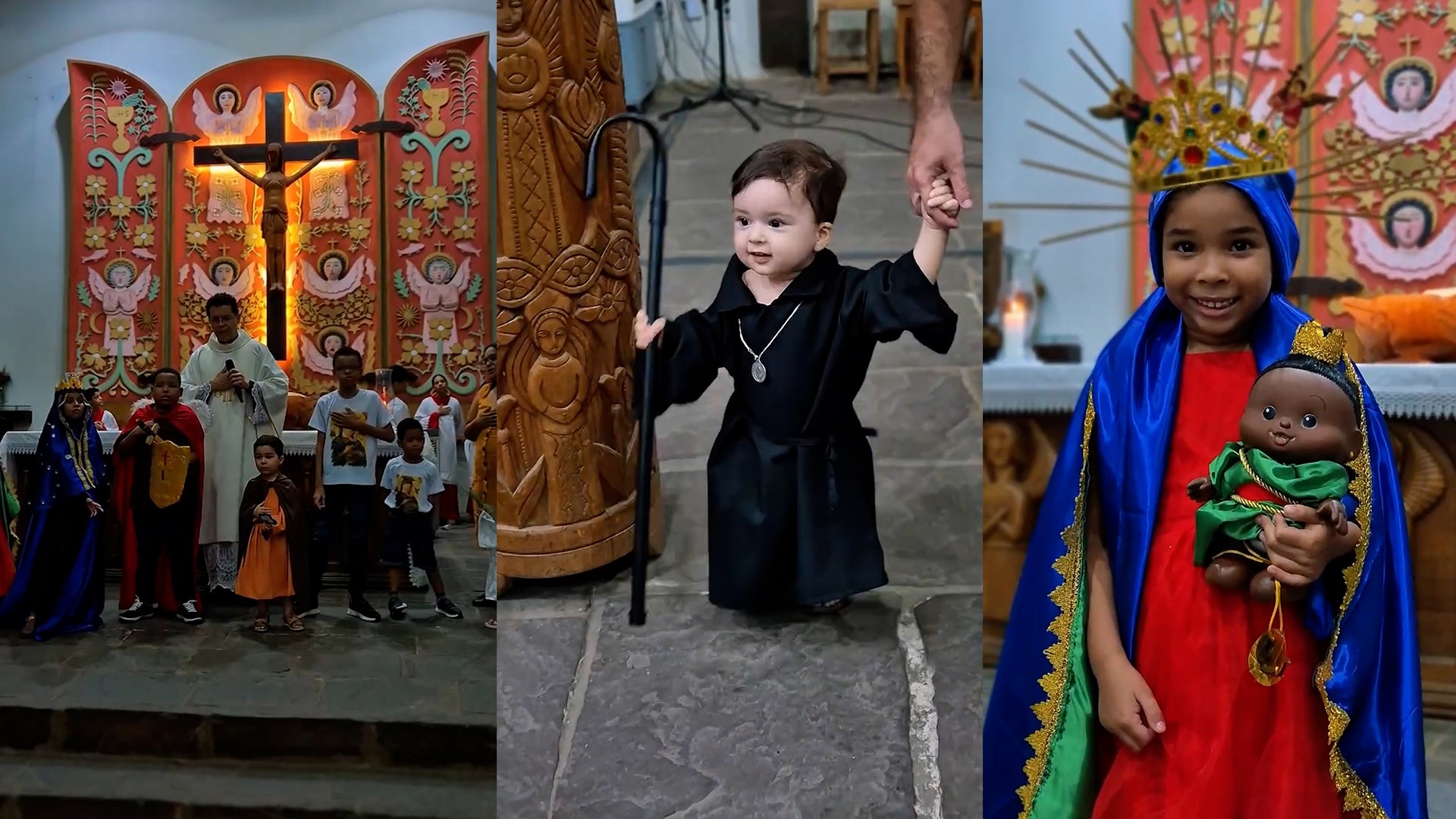 Vídeo: bebês e crianças homenageiam santos católicos durante missa em Teresina