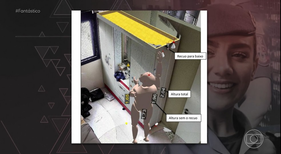 Reprodução da cena do crime desmente versão do tenente-coronel — Foto: Reprodução/TV Globo