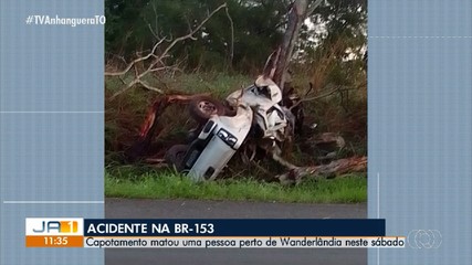 Motorista morre após carro sair da pista e capotar na BR-153
