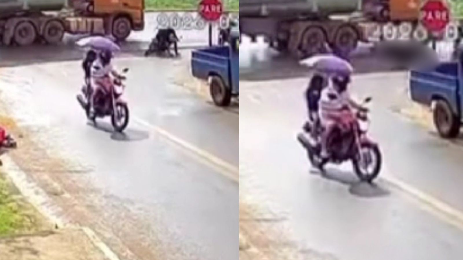 Vídeo mostra acidente entre moto e carreta no PI; passageiro morreu e piloto fugiu após ser hospitalizado