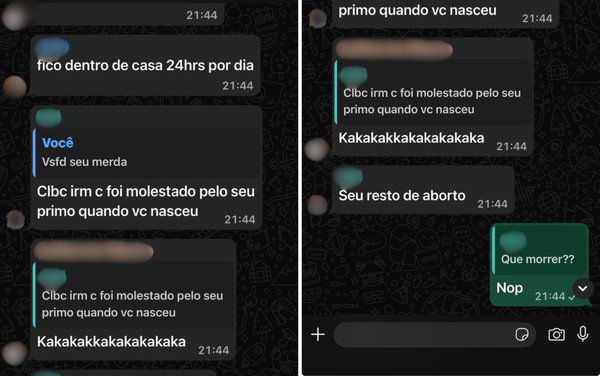 Prints de conversas do celular do adolescente que esfaqueou o colega — Foto: Redes sociais