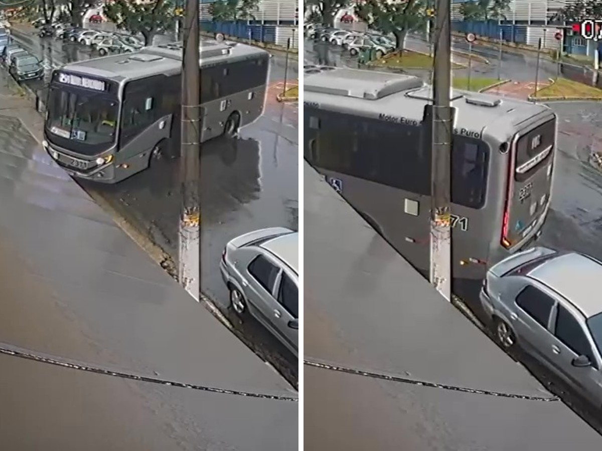 VÍDEO: ônibus desliza em óleo e bate em padaria em Campinas