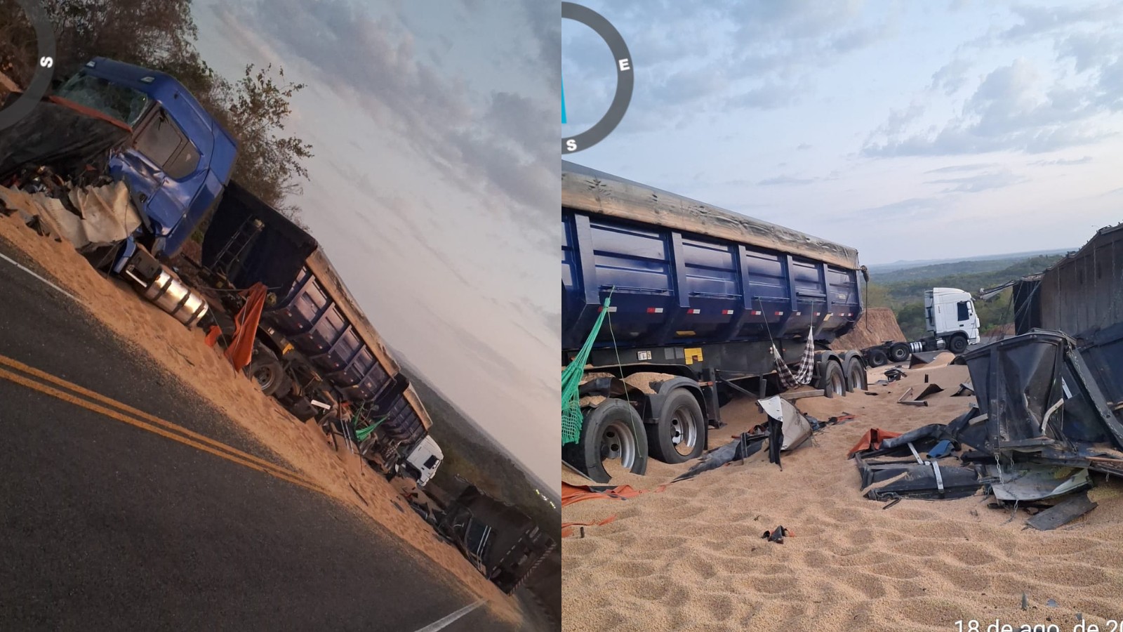 Acidente entre carretas deixa trecho de rodoanel parcialmente interditado no Centro-Norte do PI