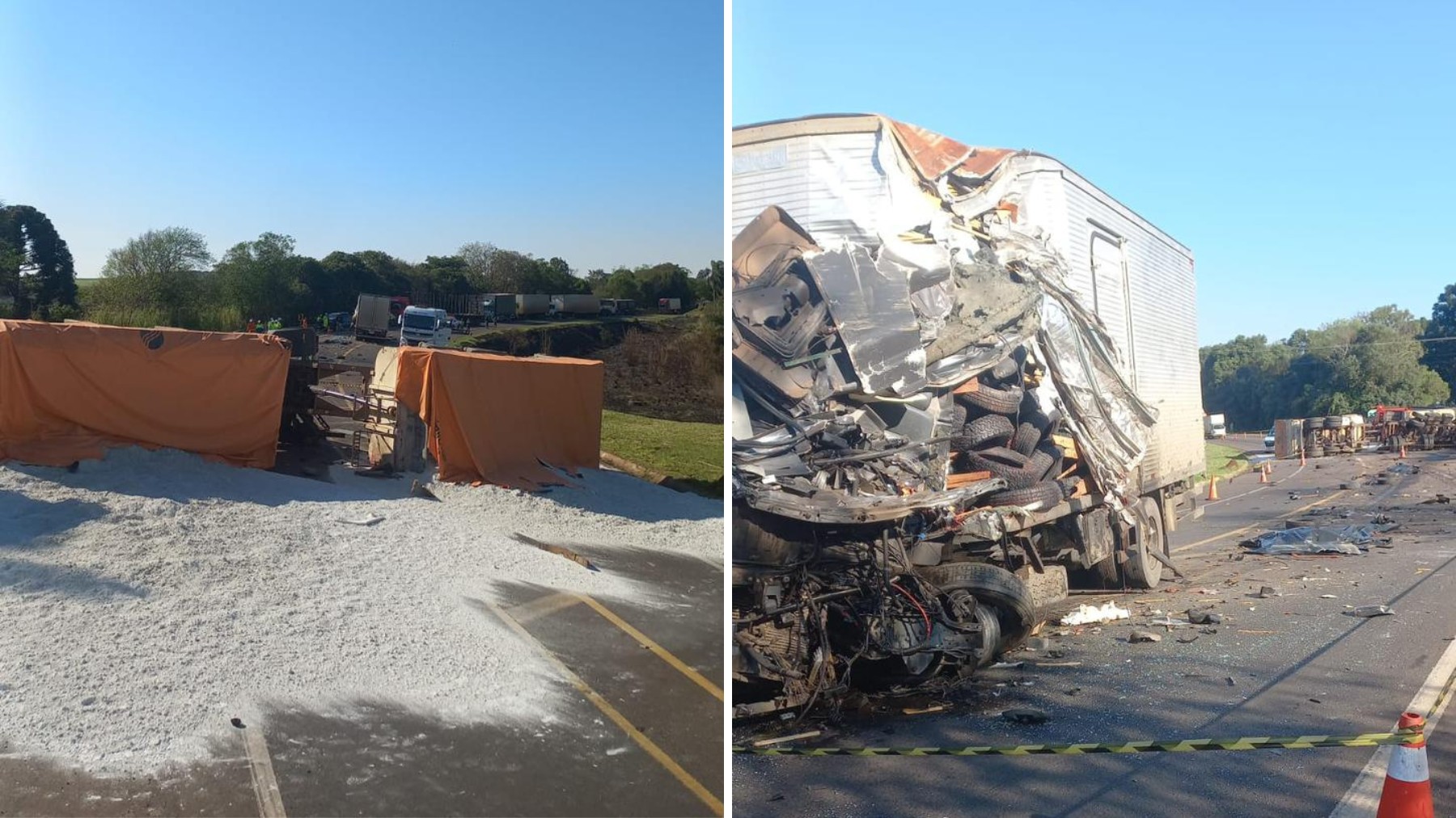 Caminhoneiro morre e BR-277 é interditada após acidente, no Paraná
