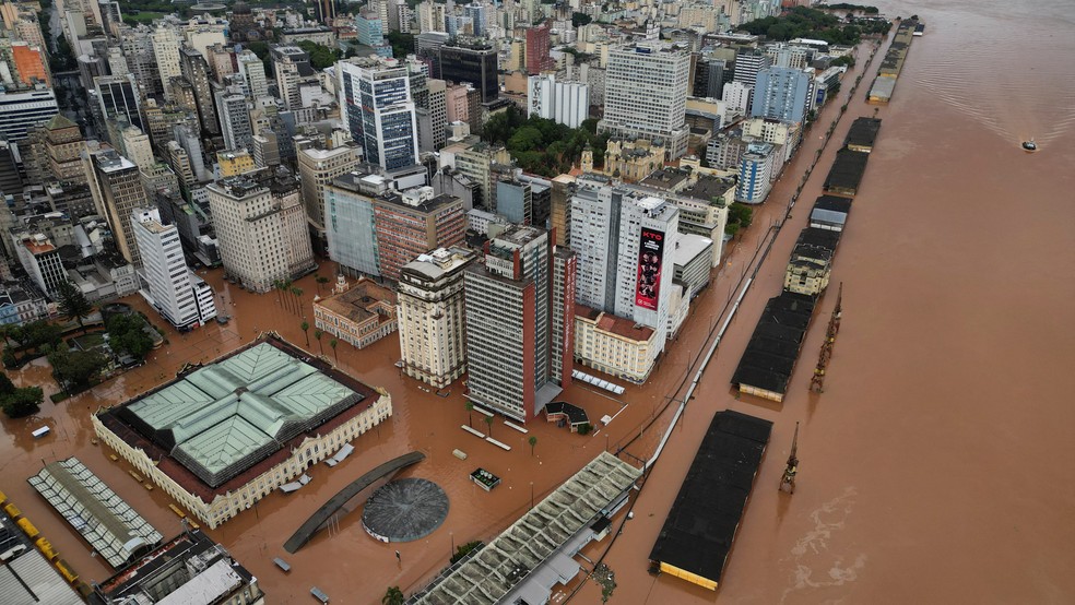 Porto Alegre inundada depois de cheia histórica do rio Guaíba — Foto: Renan Mattos/Reuters