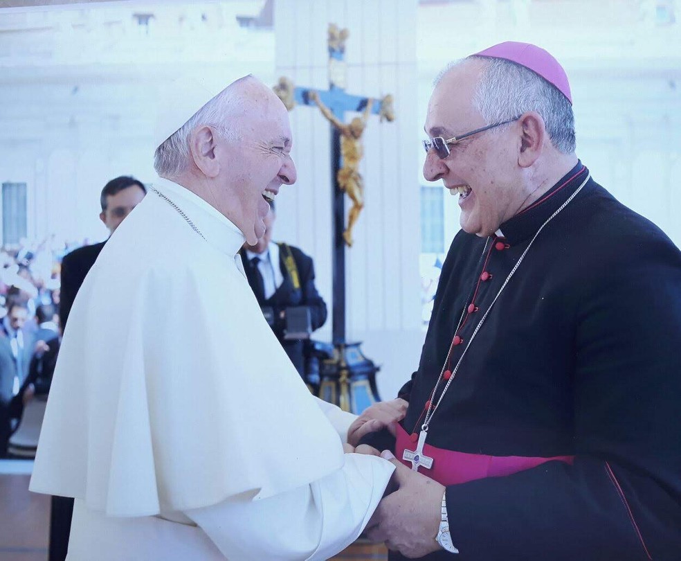 Papa Francisco e Dom Alberto Taveira. — Foto: Reprodução / Arquidiocese de Belém