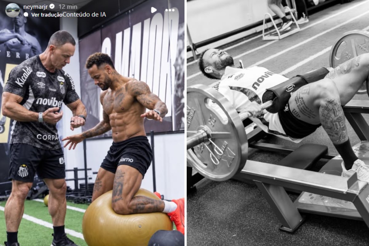 Neymar surge 'fortão' em imagem alterada por IA durante treino no Santos