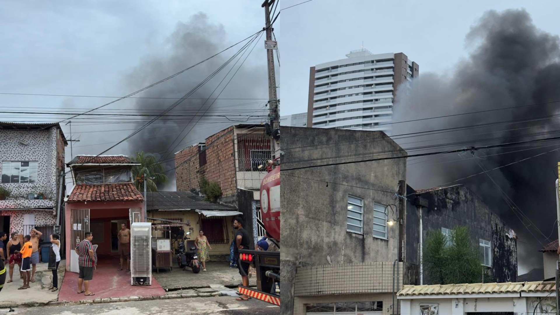 Incêndio destrói três casas na Pedreira, em Belém