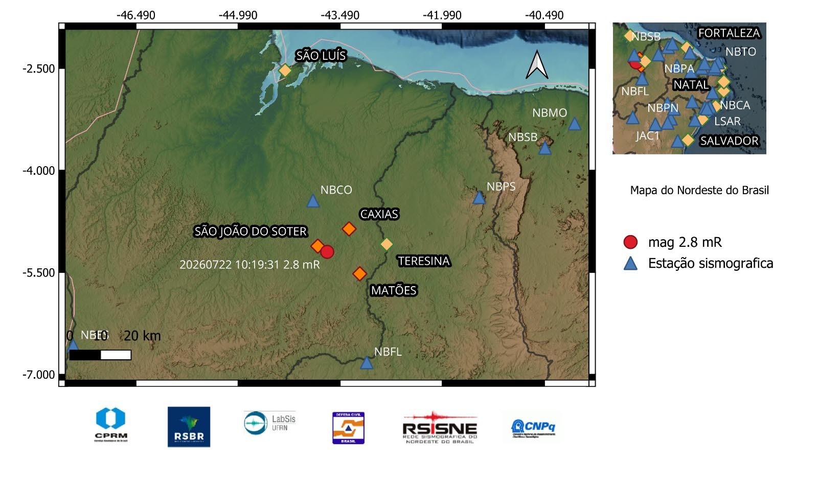 Tremor de magnitude 2,8 é registrado em Caxias; pesquisadores estudam origem do abalo 