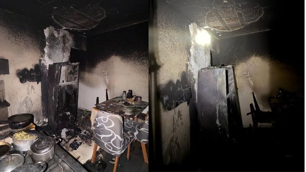 Geladeira ligada a adaptador 'T' pega fogo e provoca incêndio residencial em MG