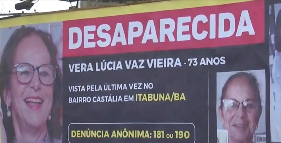 Fam&iacute;lia espalhou outdoors com fotos de idosa para tentar encontr&aacute;-la &mdash; Foto: Reprodu&ccedil;&atilde;o/TV Santa Cruz