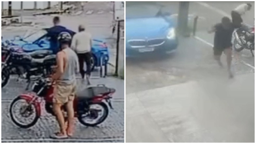 Suspeitos se aproximaram de motorista de carro de luxo, que atirou e matou um deles — Foto: Reprodução